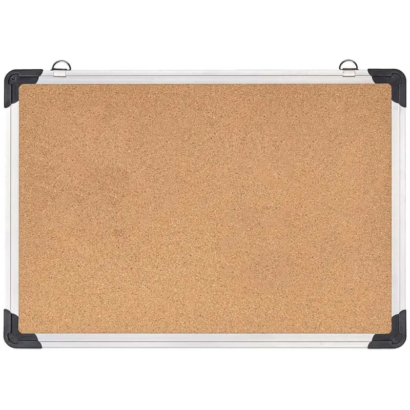 Bacheca in Sughero Quadrata con Cornice Alluminio da Parete 90x60x1.8 cm Nuovo Arrivo