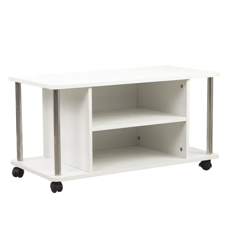 Mobile Mobiletto Tv Bianco 4 ruote Porta Televisore Legno MDF Carrello Tv Offerta Speciale