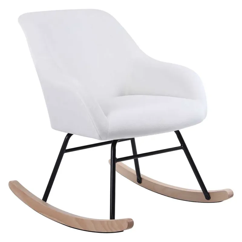 Poltrona Sedia Dondolo Relax Tessuto e Metallo Imbottita Design Moderno Crema Compra Oggi Stesso