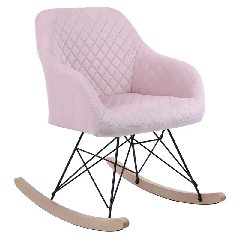 Nuovo Arrivo Poltrona Sedia Dondolo Relax Base Slitta Scandinavo Imbottita Design Unic Rosa