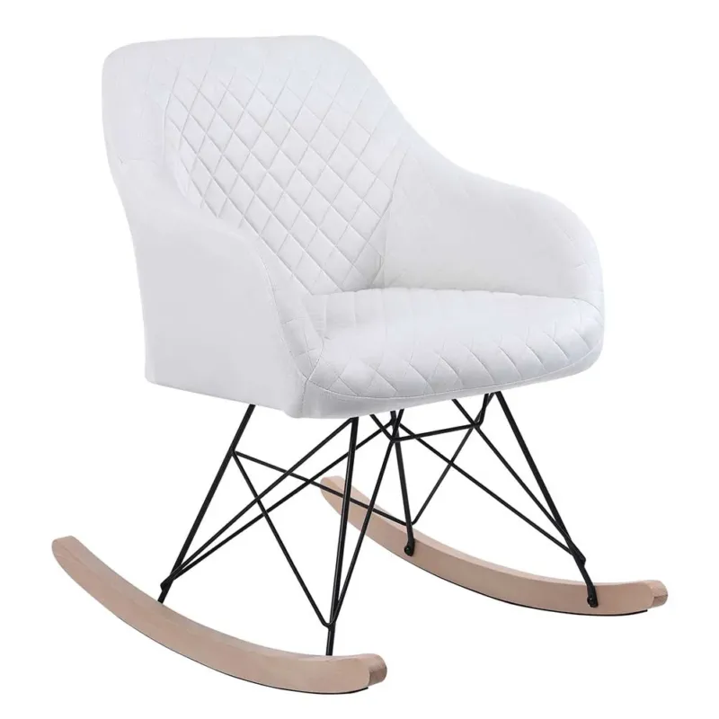 Vendita Finale Poltrona Sedia Dondolo Relax Base Slitta Scandinavo Imbottita Design Unic Crema