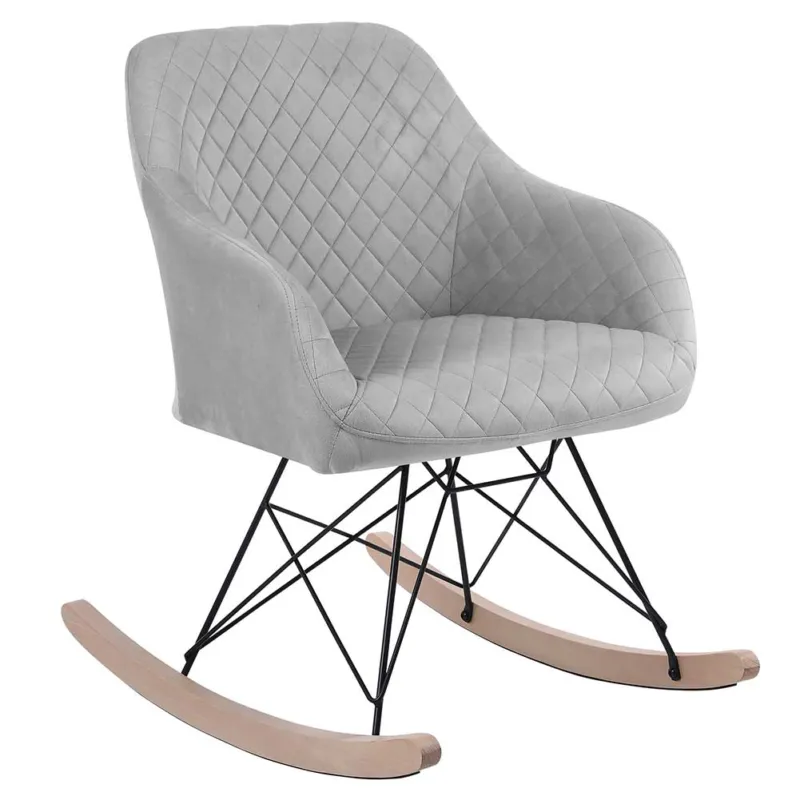 Poltrona Sedia Dondolo Relax Base Slitta Scandinavo Imbottita Design Unic Grigio Prezzo Ridotto
