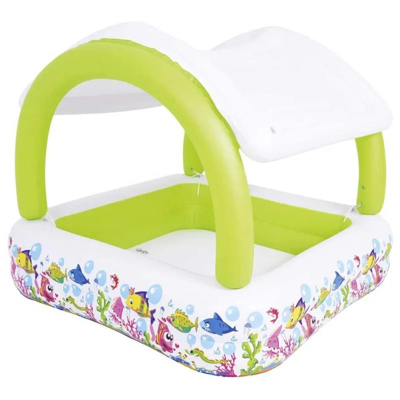 Offerta Del Giorno Piscina Gonfiabile Fuoriterra Giardino con Tettoia Parasole Removbile 145x128cm