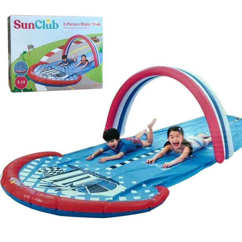 Offerta Speciale Acqua Scivolo Ferroviario Doppio Bambini 488cm Gioco Esterno Giardino Piscina