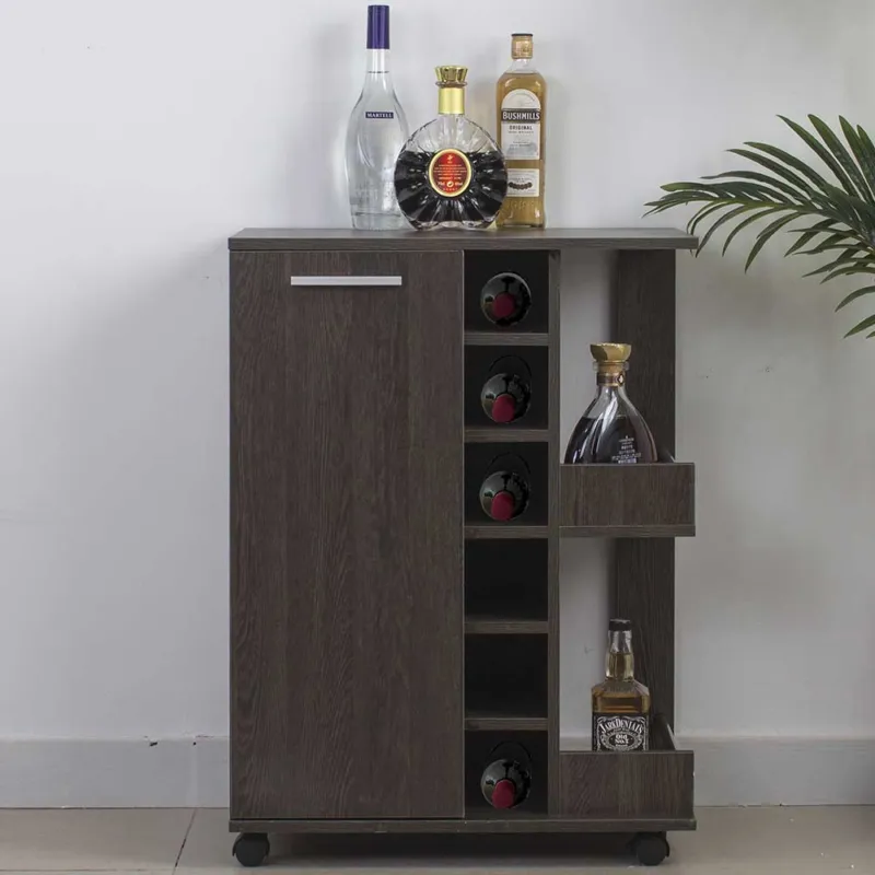 Offerta Lampo Mobile Bar Cantinetta Bottiglie Vino Legno Cantina 6 Posti Porta Calici Amaretto