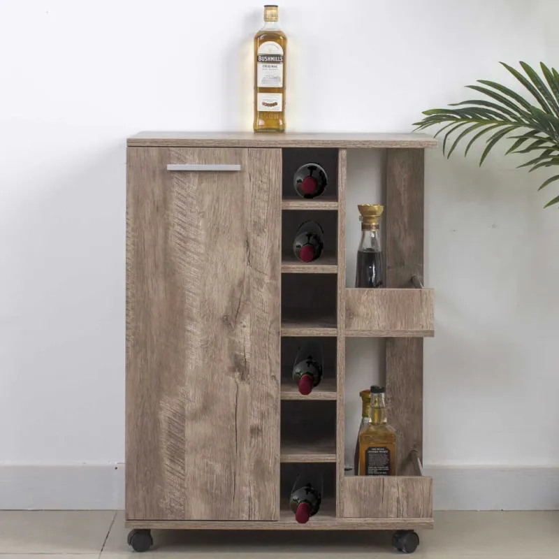 Mobile Bar Cantinetta Bottiglie Vino Legno Cantina 6 Posti Porta Calici Tortora Must-Have