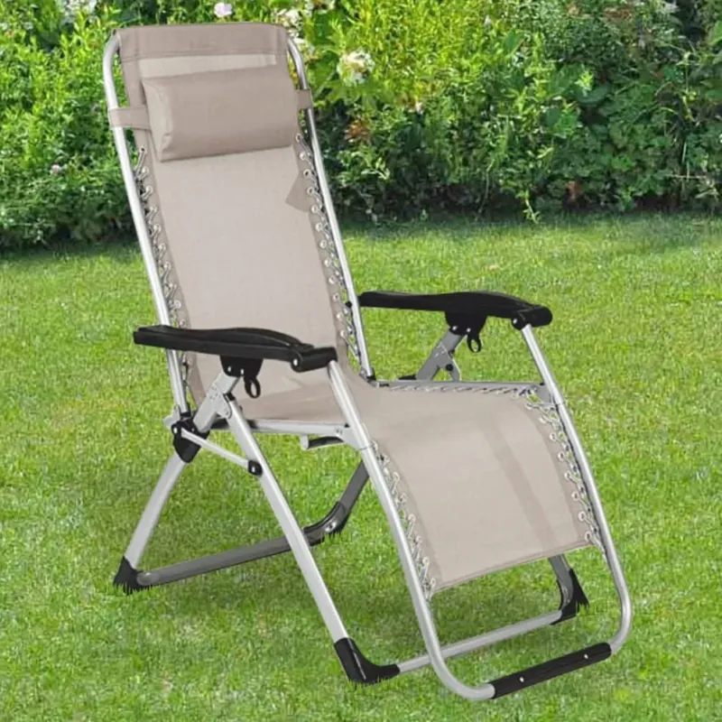 Quantità Limitata Sedia Giardino Poltrona Relax Pieghevole Big Gravita Zero Metallo Tessuto Beige