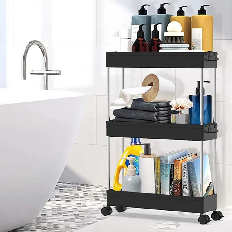 Carrello Carrellino Slim Salvaspazio Cucina Bagno Ripostiglio 3 Ripiani 4 Ruote Sconto