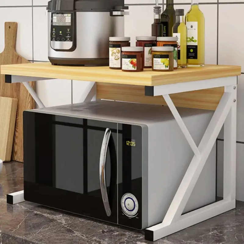Pagamento Sicuro Scaffale Mensola Cucina Mobiletto Porta Microonde Ripiano Metallo Legno Beige