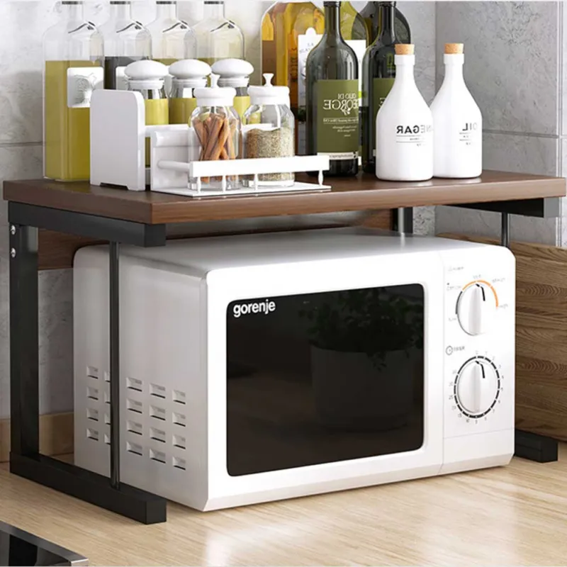 Offerta Lampo Scaffale Mensola Cucina Mobiletto Porta Microonde con Ripiano Metallo Legno Noce