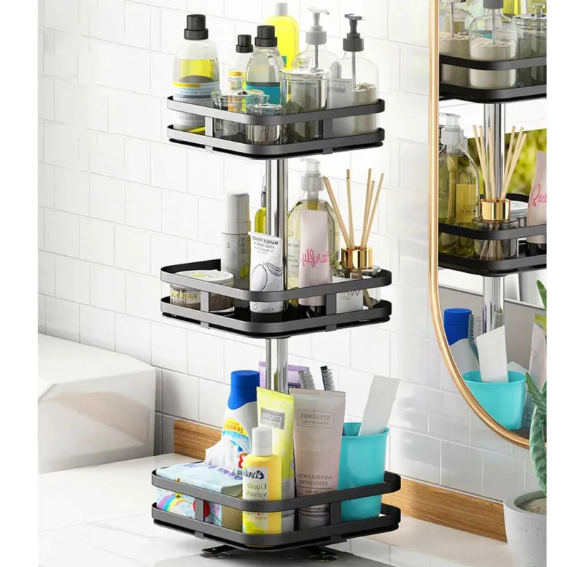 Supporto Dispenser Contenitore Porta spezie Metallo 3 Ripiani Girevoli Quadrato Reso Gratuito