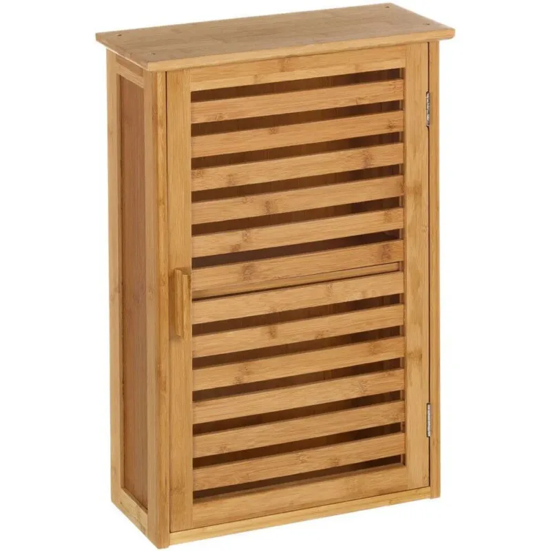 Ultima Occasione Armadietto Mobile Bagno Cucina Pensile a Parete Con Ripiano In Bambu 40x15x60cm