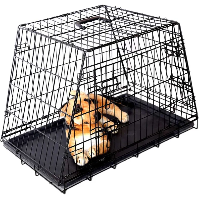 Prezzo Scontato Gabbia per Cane Gatto Trasportino Con Vassoio in Plastica 2 Porte Colore Nero