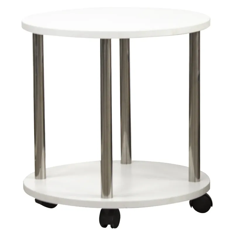 Tavolo Tavolino Salotto con 4 Ruote Carrello Carrellino Legno MDF Bianco A Buon Prezzo