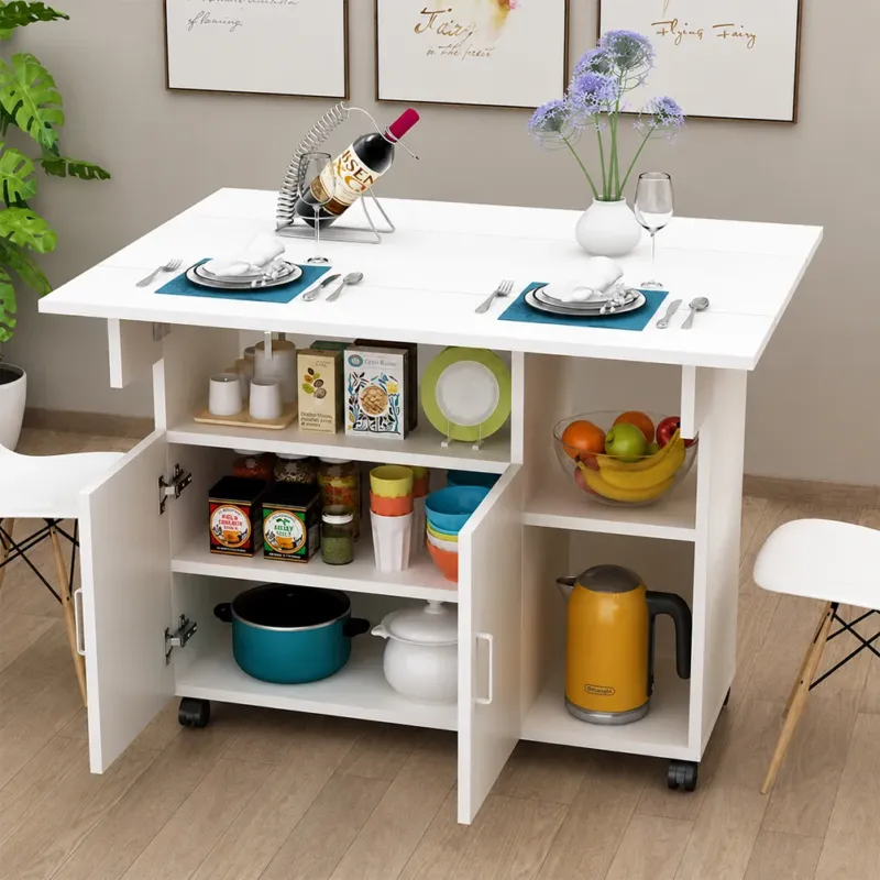 Consegna Rapida Tavolo Tavolino Mobile Cucina con Scaffali Armadietto Salvaspazio Portaoggetti