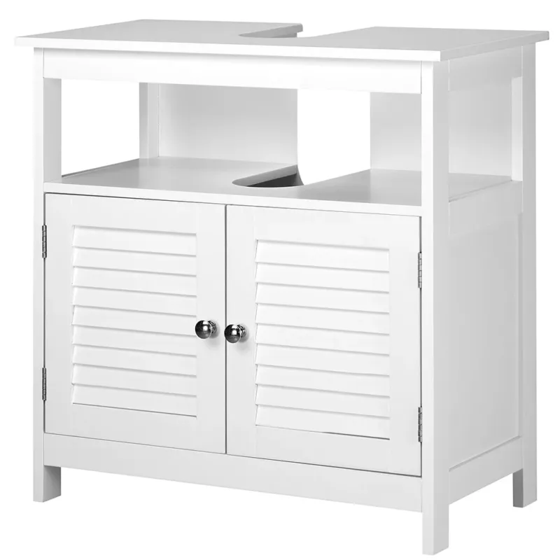 Mobile Mobiletto Armadietto Bagno Lavandino Lavabo Con Due Ante Legno Bianco Promozione