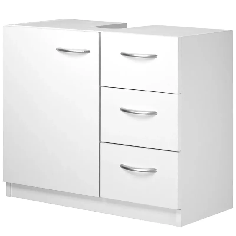 Mobile Mobiletto Armadietto Bagno Lavandino Lavabo Cassetti e Ante Legno Bianco Offerta Lampo