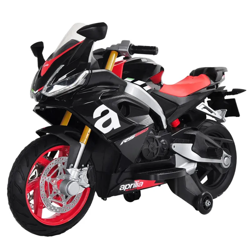 Moto Elettrica per Bambini APRILIA 12V Ruote Ausiliari Antiscivolo Luci e Suoni Scelto Dai Clienti