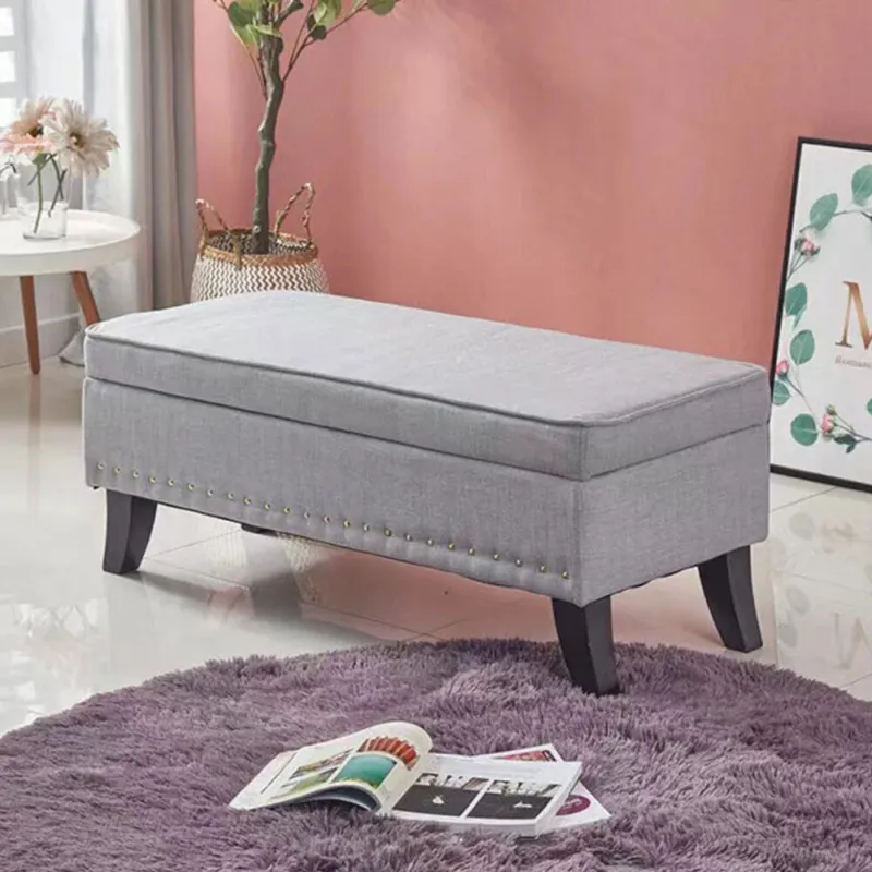 Pouf Panca Contenitore in Lino Rettangolare Morbido Capiente Divanetto Divano Spedizione Espresso