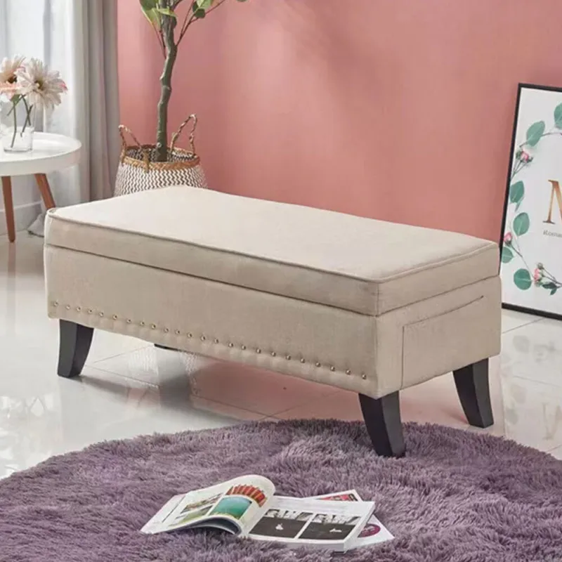 Nuova Collezione Pouf Panca Contenitore in Lino Rettangolare Morbido Capiente Divanetto Divano