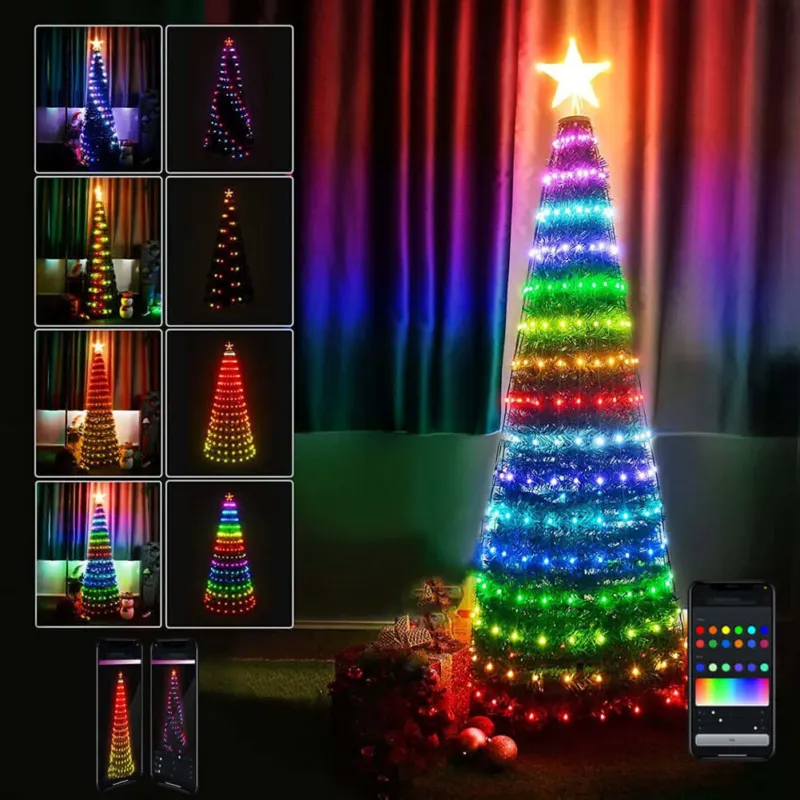 Acquista Ora Albero di Natale 180 cm Cono Pieghevole 272 Led Smart Luminosi con App Control