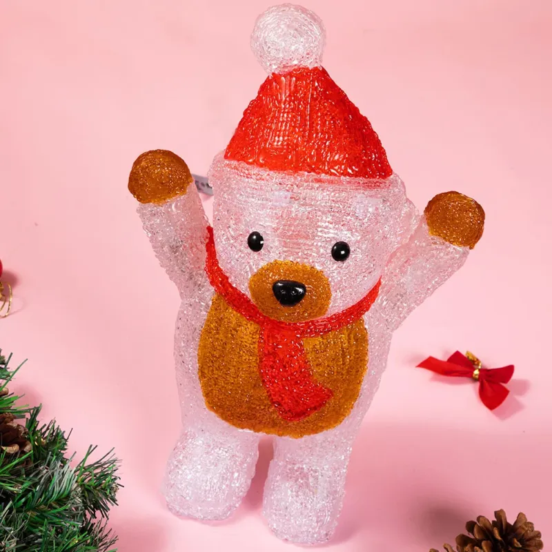 Orsetto Orso In Piedi Forma Acrilica Natalizio Led Illuminazione Esterni Interni Spedizione Espresso
