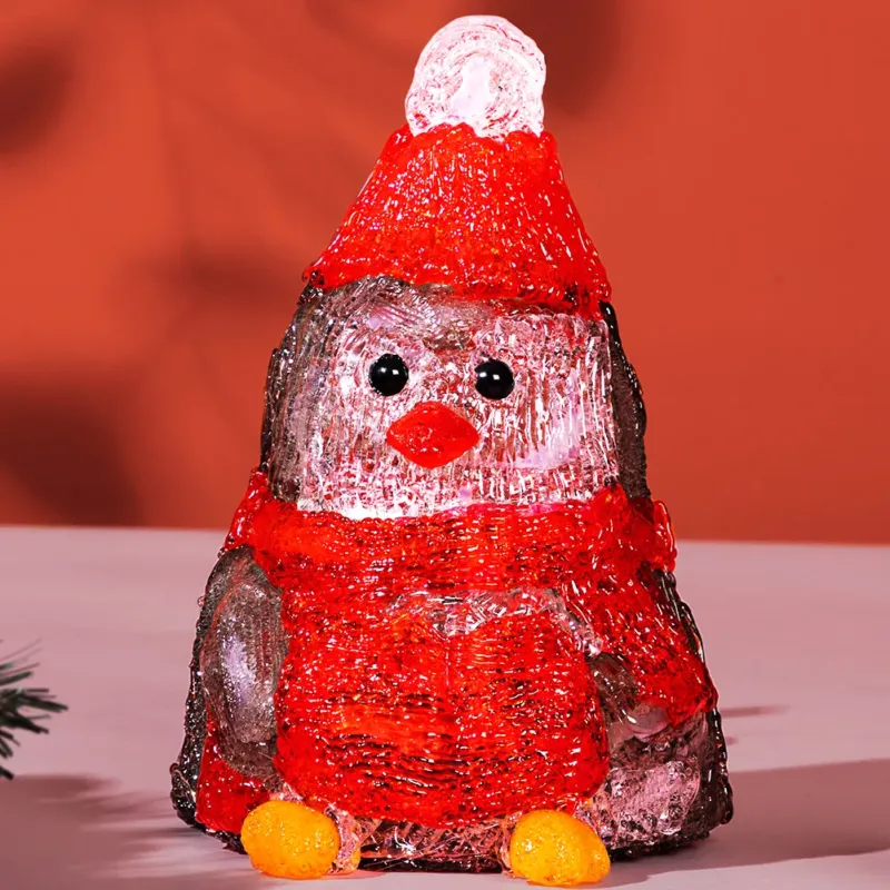 Ultima Occasione Pinguino Forma Acrilica Addobbo Natalizio Led Illuminazione Esterni e Interni