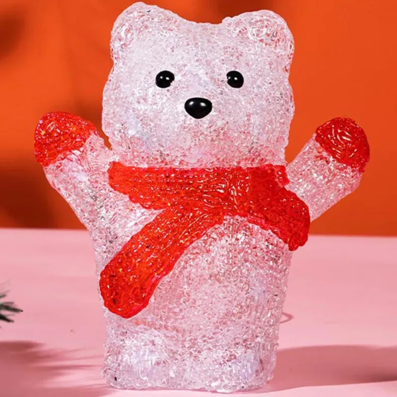 Economico Orso Orsetto Polare Forma Acrilica Natalizio Led Illuminazione Esterni e Interni