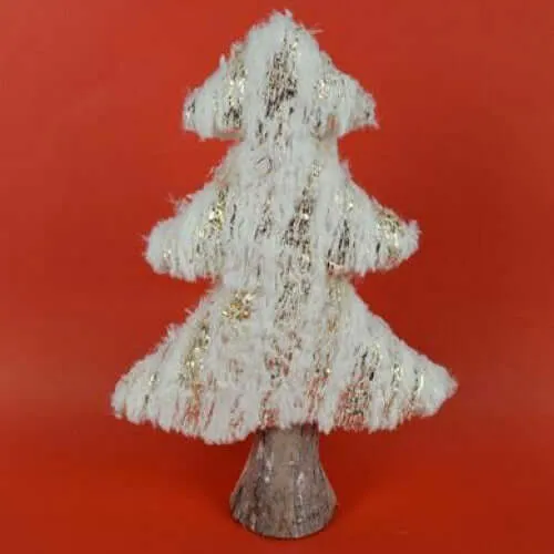 Albero Di Natale In Pelliccia Bianca e Gold Altezza 37 Cm Decorazioni Natalizie Affare