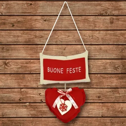 Promozione Appendino Cuscino Con Cuore E Scritta Buone Feste 2 Colori Decorazioni Natalizie