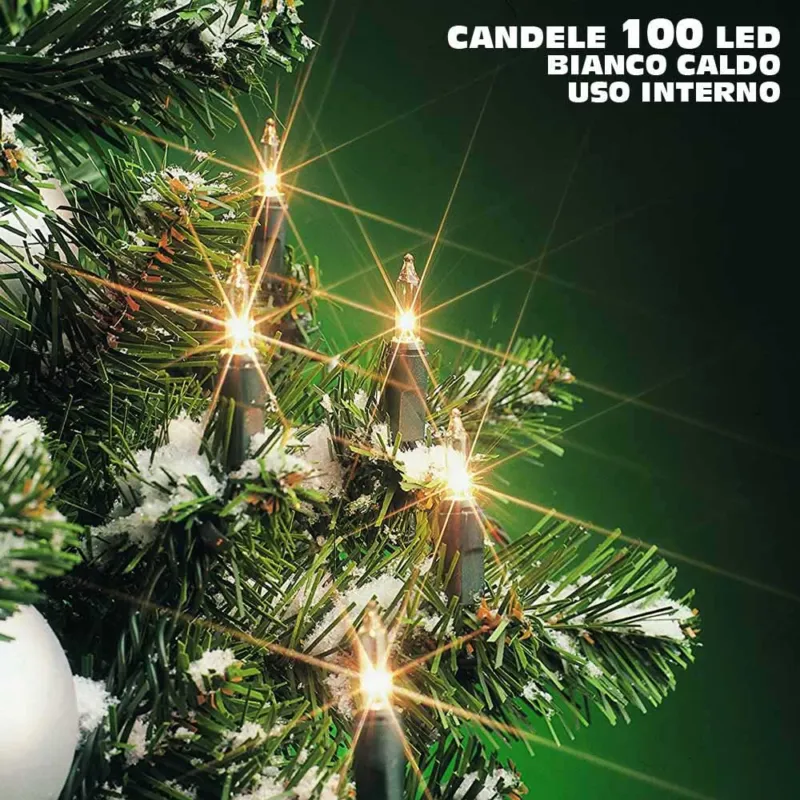 Acquista Ora Catena Candele Natalizie 100 Led Bianco Caldo 942cm Uso Interno Decoro Natale