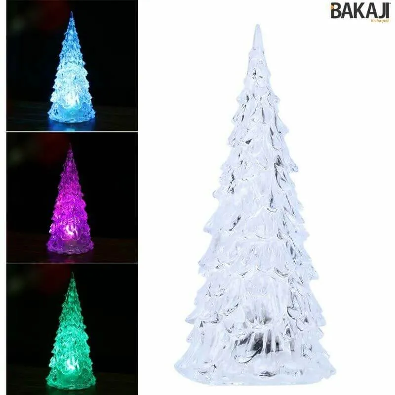 Consegna Rapida Albero Di Natale Altezza 18cm Acrilico Con Illuminazione Led Cambia Colore