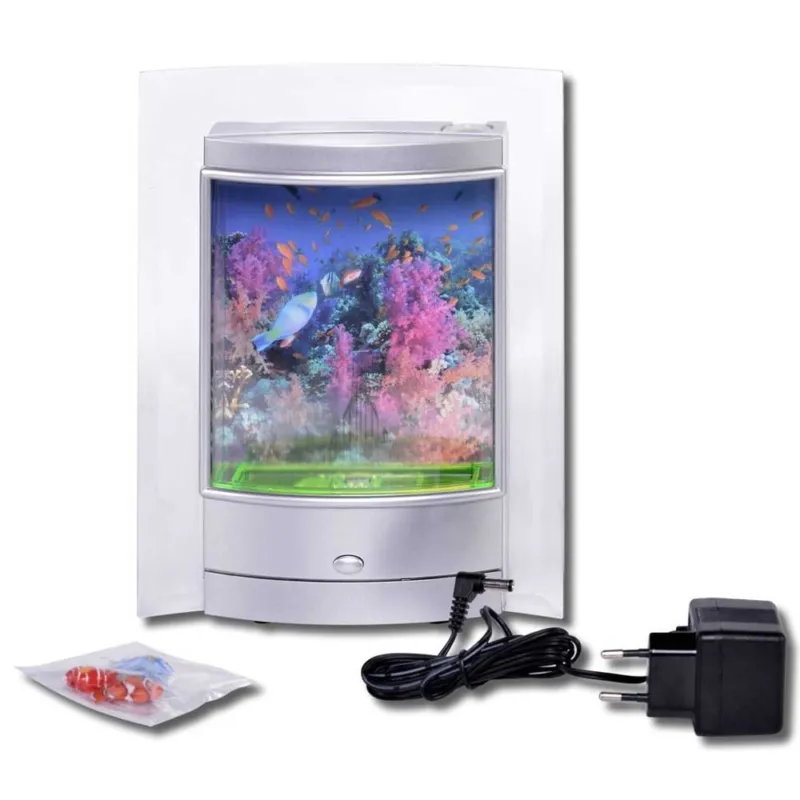 LAMPADA DA TAVOLO CON PESCI ILUMINAZIONE 3 LED 25CM LUCE NOTTURNA DA SCRIVANIA Sconto