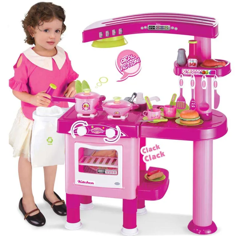 Cucina Per Bambine Giocattolo 69 Accessori Con Stoviglie Altezza 80cm Promozione