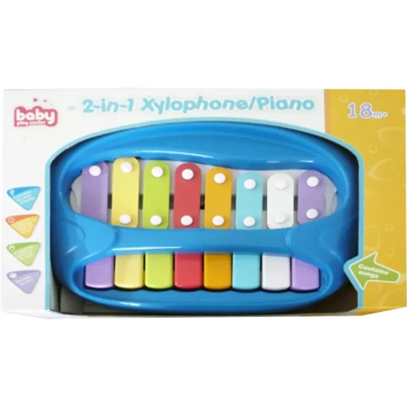Xilofono Con Piano Per Bambini 2 In 1 8 Note Con Bacchette E Spartiti Musicali Novità