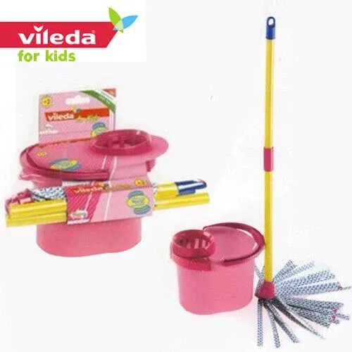 Nuovo Arrivo Mocio Vileda Rosa Originale Giocattolo Per Bambini Mocio Con Secchio Faro Toys