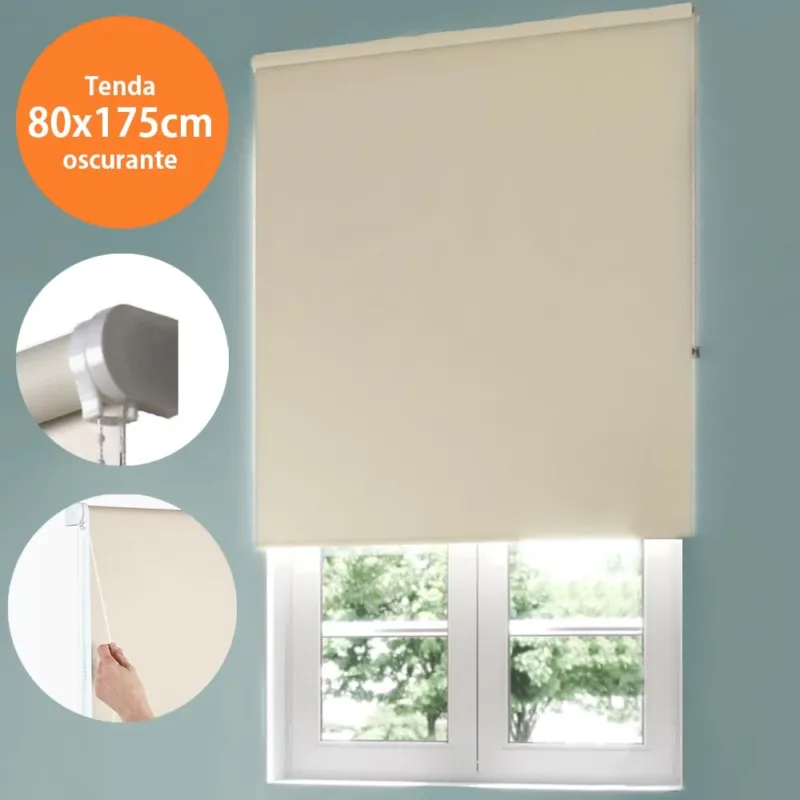 Solo Oggi Tenda Rullo Oscurante 80x175cm Beige con Catenina Tende Parasole Finestra Casa