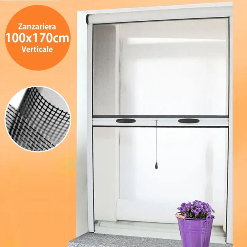 Zanzariera a Rullo Verticale per Finestra 100x170cm Anti Zanzare Insetti Bianco Spedito Oggi
