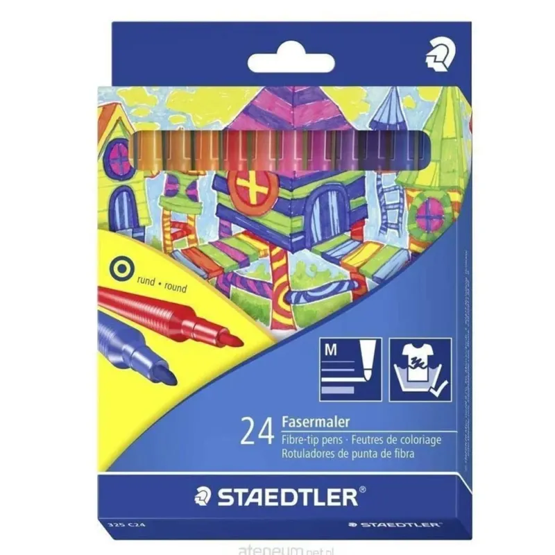 Confezione 24 Pennarelli Colorati Staedtler Scuola Disegno Bambini Punta Sottile Occasione