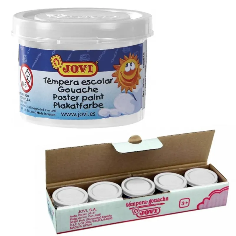 Set 5pz Barattolini Tempera Pittura Disegno per Bambini BIanco Barattolo 35ml Scelto Dai Clienti