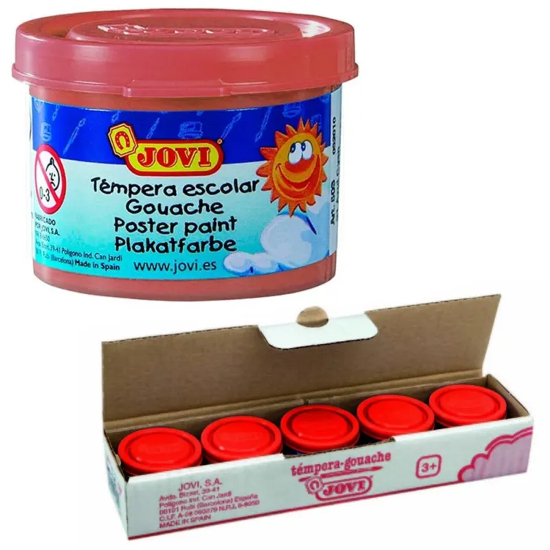 Compra Online Set 5pz Barattolini Tempera Pittura Disegno per Bambini Rosso Barattolo 35ml