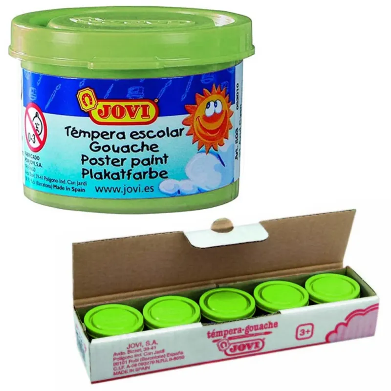 Promozione Esclusiva Set 5pz Barattolini Tempera Pittura Disegno per Bambini Verde Barattolo 35ml