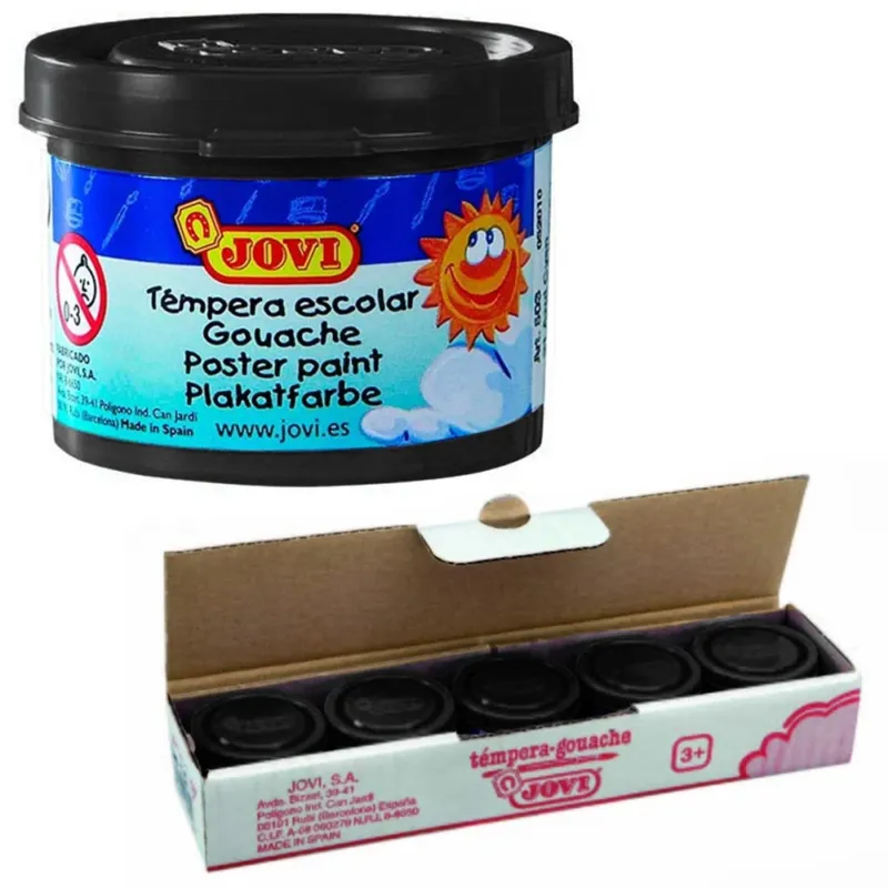 Ultime Pezzi Set 5pz Barattolini Tempera Pittura Disegno per Bambini Nero Barattolo 35ml