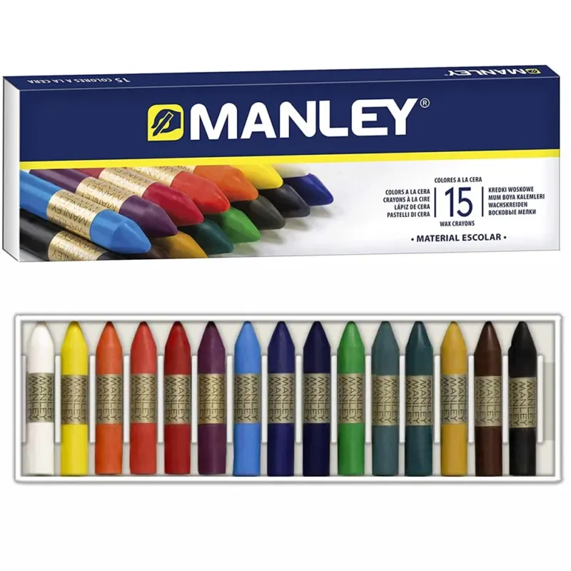 Compra Online Confezione 15 Pastelli a Cera Colori Assortiti Disegno Scuola Casa Manley