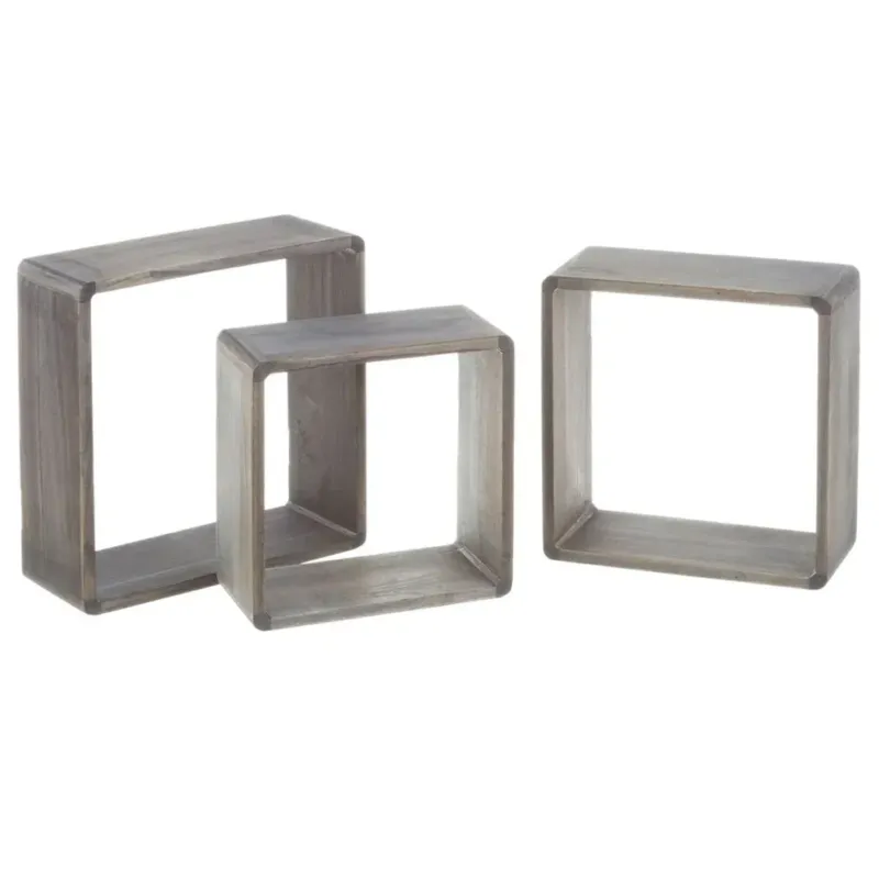 Must-Have Set 3 Mensole da Parete Moderne Design Cubo Mensola Scaffale in Legno MDF Grigio