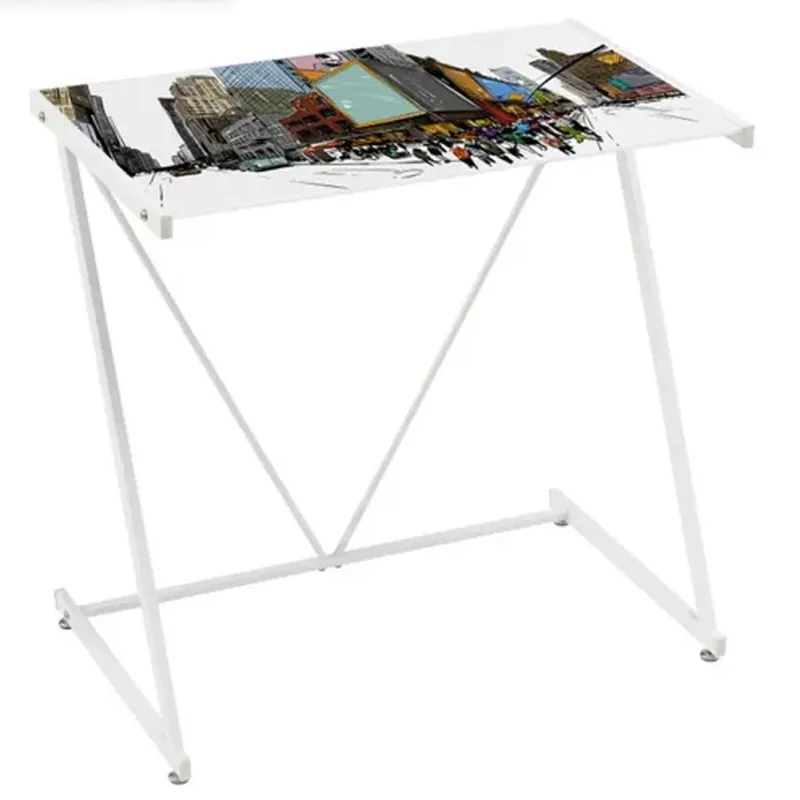 Scrivania Tavolo Porta PC Times Square Vetro e Metallo 80x50x79cm Casa Ufficio Miglior Prezzo