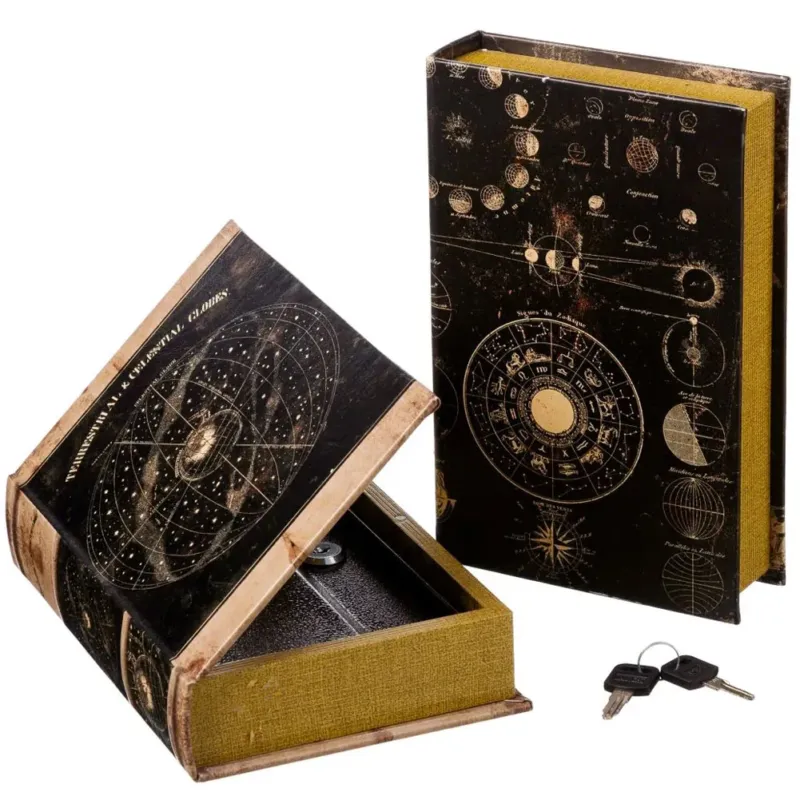 Cassaforte Cassetta Di Sicurezza Finto Libro Stampa Astrologia 2 Chiavi 16x24x5 Nuovo Arrivo