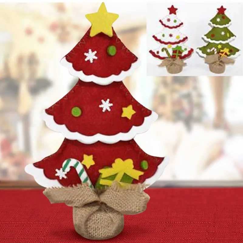 Prezzo Basso Albero di Natale in Tessuto Feltro con Base in Juta 25 cm Decorazioni Natalizie
