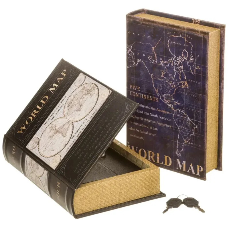 Offerta Speciale Cassaforte Cassetta Di Sicurezza Finto Libro Stampa World Map 2 Chiavi 16x24x5