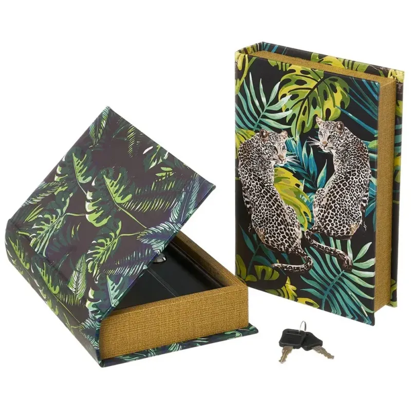 Cassaforte Cassetta Di Sicurezza Finto Libro Stampa Tropical 2 Chiavi 16x24x5 Promozione Esclusiva